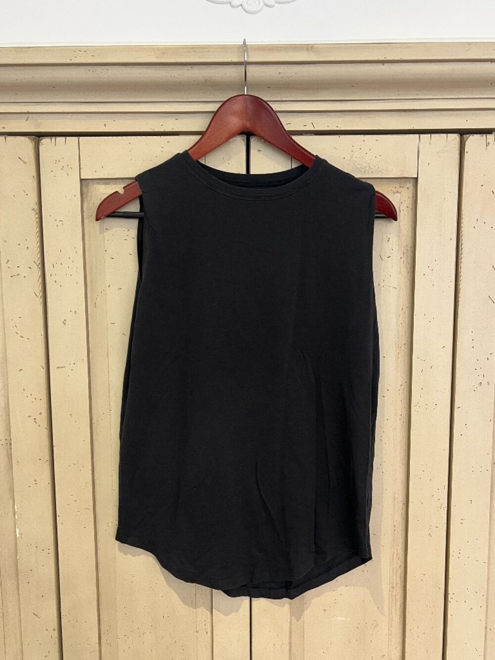 lululemon All Yours Tank Black Pima Cotton Muscle Tank Curved Hem Relaxed Fit 4
